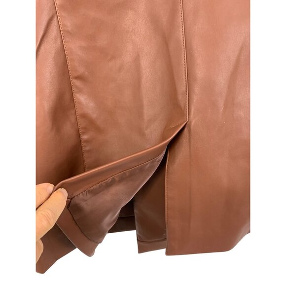 NWT Faux Leather Double-Breast Blazer Coat M Seven for all Mankind Brown 8686 - Picture 8 of 9